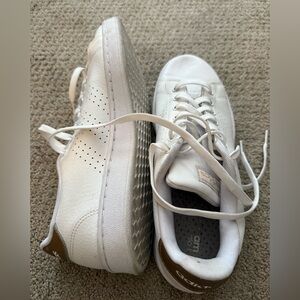 Adidas Advantage Cloudfoam Women's White and Gold Sneakers - Size 10